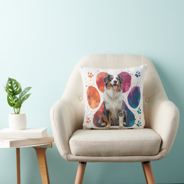Australian Shepherd In a Pawprint Cushion (Chair)
