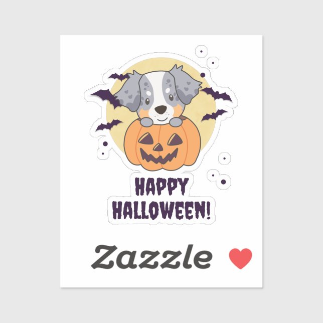 Australian Shepherd In Pumpkin Cute Happy (Sheet)