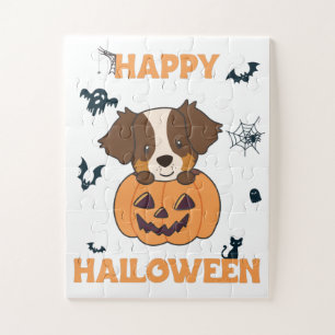 Australian Shepherd In Pumpkin Cute Happy Jigsaw P Puzzle