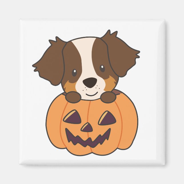 Australian Shepherd In Pumpkin Cute Happy Magnet (Front)