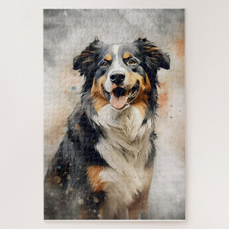 Australian shepherd ink painting 1014 piece puzzle
