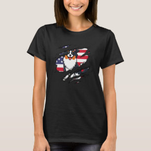Australian Shepherd Inside scratch Flag 4th Of Jul T-Shirt