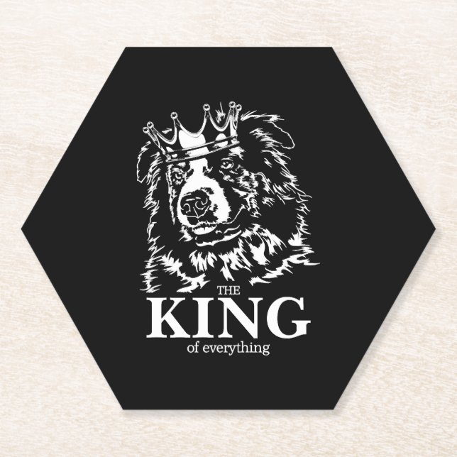Australian Shepherd King of Everything dog dad  Paper Coaster (Front)