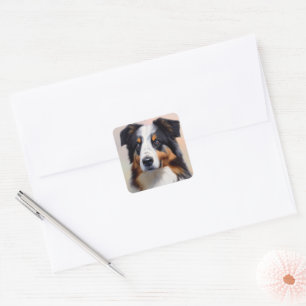 Australian Shepherd Kopf - Square Sticker