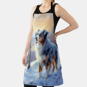 Australian Shepherd Let It Snow Christmas  Apron