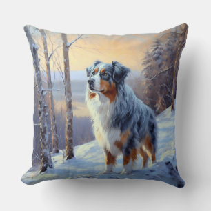 Australian Shepherd Let It Snow Christmas Cushion