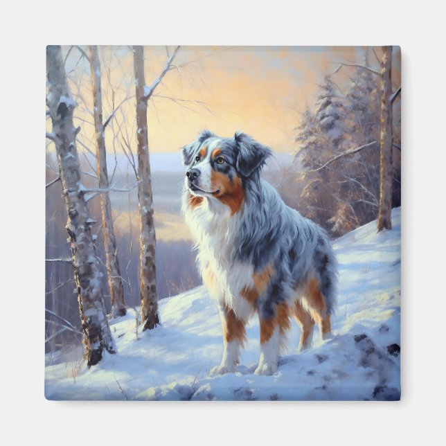 Australian Shepherd Let It Snow Christmas  Magnet (Front)