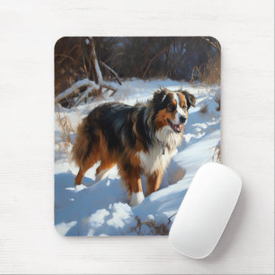 Australian Shepherd Let It Snow Christmas Mouse Pad