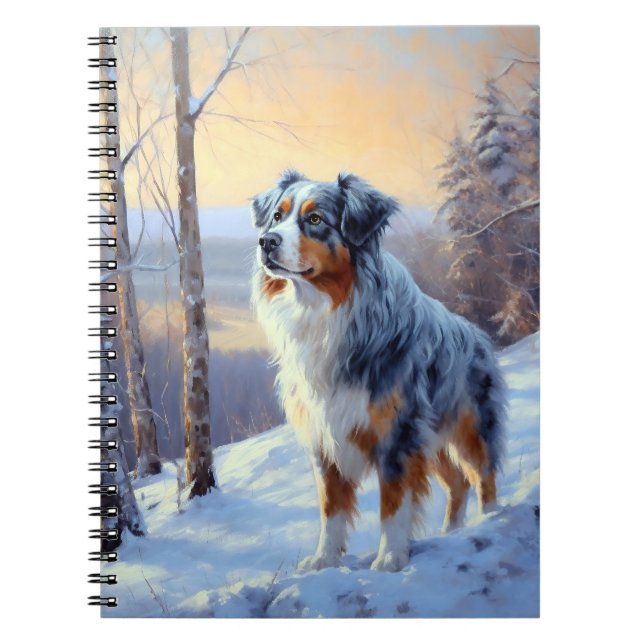Australian Shepherd Let It Snow Christmas  Notebook (Front)
