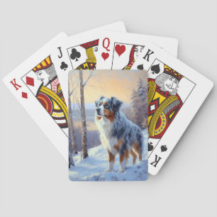Australian Shepherd Let It Snow Christmas Playing Cards