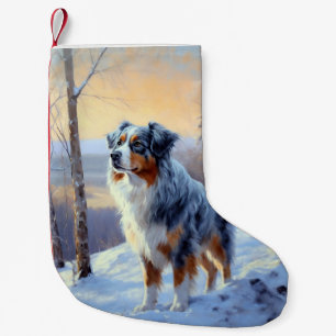 Australian Shepherd Let It Snow Christmas  Small Christmas Stocking