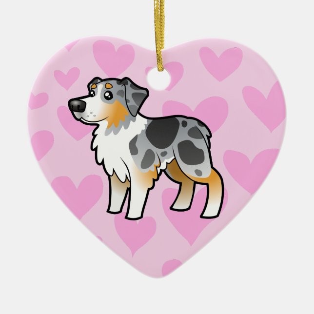 Australian Shepherd Love (add your own message) Ceramic Tree Decoration (Front)