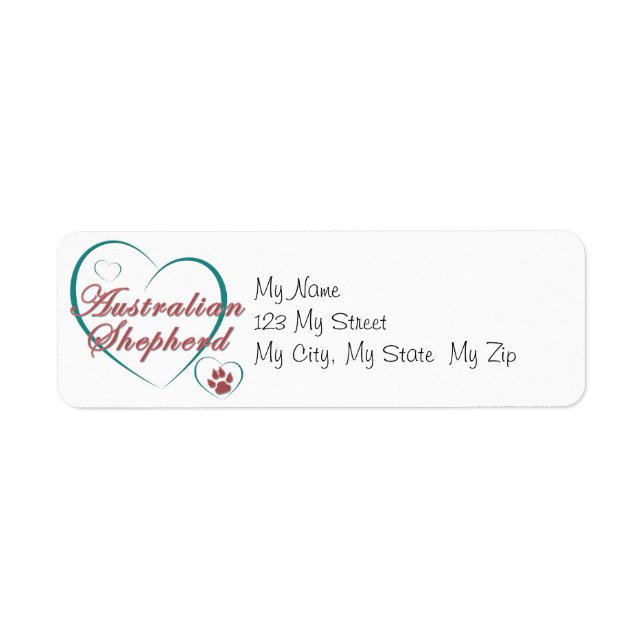 Australian Shepherd Love Return Address Label (Front)
