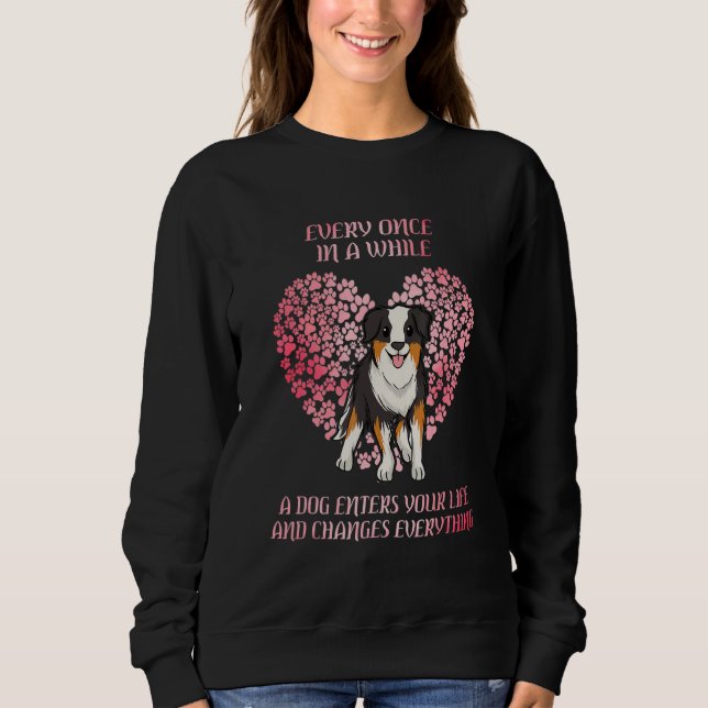 Australian Shepherd Love With Hearts Aussie Dog Sweatshirt (Front)