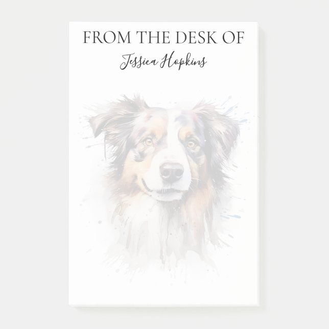 Australian Shepherd Lover Monogrammed Dog Post-it Notes (Front)