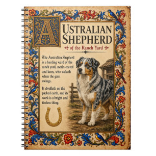 Australian Shepherd, Mediaeval Bestiary Art Notebook