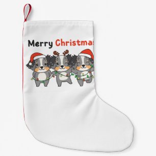 Australian Shepherd Merry Christmas Cute Dogs Small Christmas Stocking
