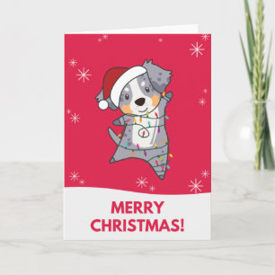 Australian Shepherd Merry Christmas Winter Card