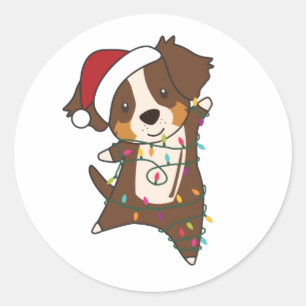 Australian Shepherd Merry Christmas Winter Classic Round Sticker