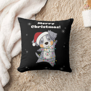 Australian Shepherd Merry Christmas Winter Cushion