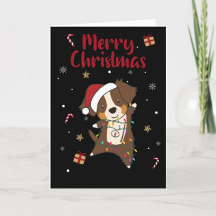 Australian Shepherd Merry Christmas Winter Holiday Card