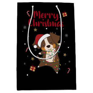 Australian Shepherd Merry Christmas Winter Medium Gift Bag