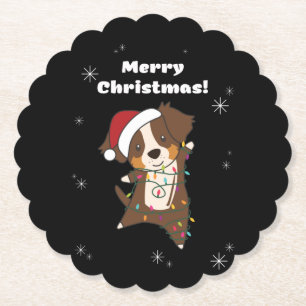 Australian Shepherd Merry Christmas Winter Paper Coaster