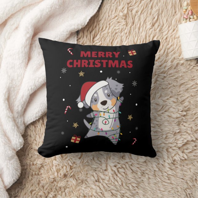 Australian Shepherd Merry Christmas Winter Throw P Cushion (Blanket)