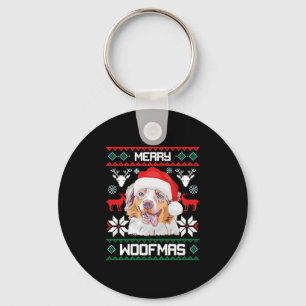 Australian Shepherd Merry Woofmas Christmas Key Ring