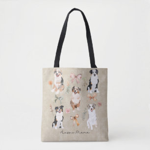 Australian Shepherd Mom & Aussie Mama Coquette Bow Tote Bag