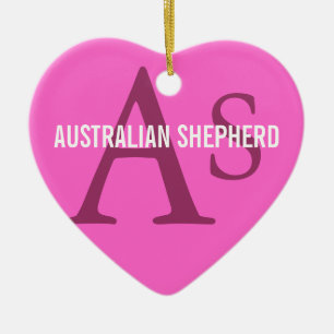 Australian Shepherd Monogram Ceramic Tree Decoration
