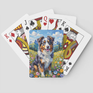 Australian Shepherd Mountain Wildflower Playing Cards