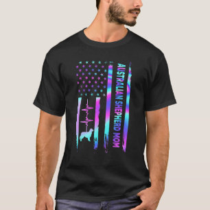 Australian Shepherd Mum American Flag Tie Dye Moth T-Shirt