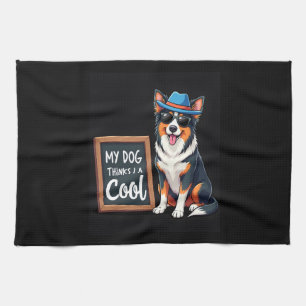 Australian Shepherd My Dog Thinks I'm Cool For Dog Tea Towel
