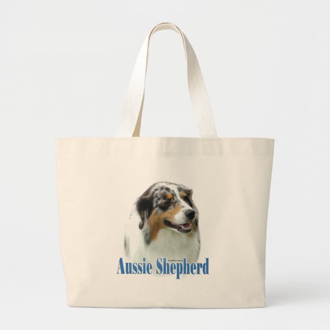 Australian Shepherd Name Large Tote Bag (Front)