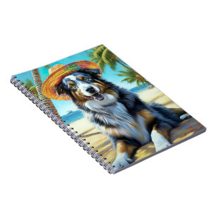 Australian Shepherd On Beach dog lover summer gift Notebook