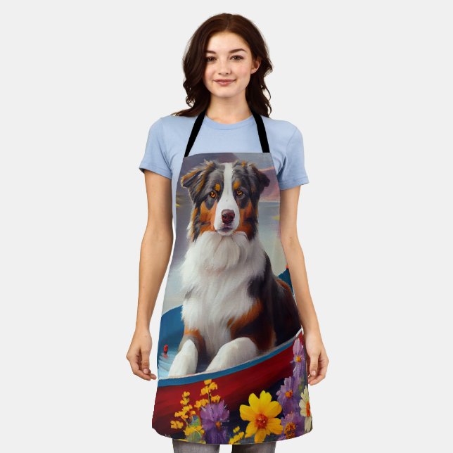 Australian Shepherd on Paddle: A Scenic Adventure Apron (Worn)