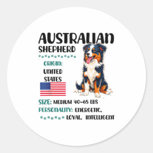Australian Shepherd Origin Funny Aussie Dog Lover Classic Round Sticker