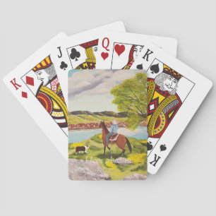 Australian Shepherd "Out of the West" Painting Playing Cards