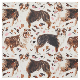 AUSTRALIAN SHEPHERD Painterly Watercolor Dog Fabric