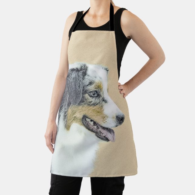 Australian Shepherd Painting - Original Dog Art Apron (Insitu)