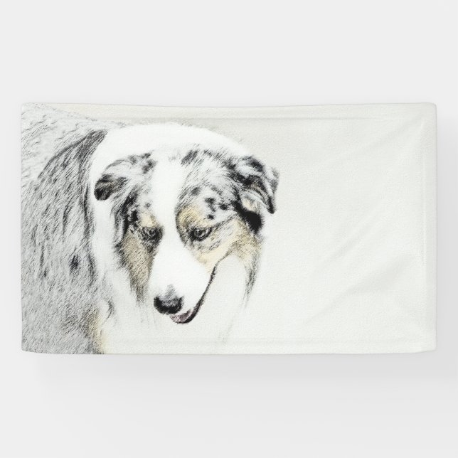 Australian Shepherd Painting - Original Dog Art Banner (Horizontal)