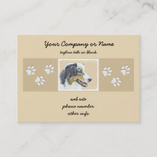 Australian Shepherd Painting - Original Dog Art Business Card