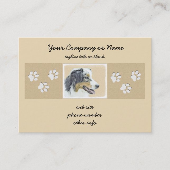 Australian Shepherd Painting - Original Dog Art Business Card (Front)