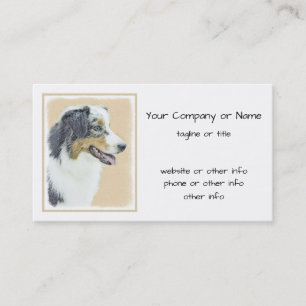 Australian Shepherd Painting - Original Dog Art Business Card