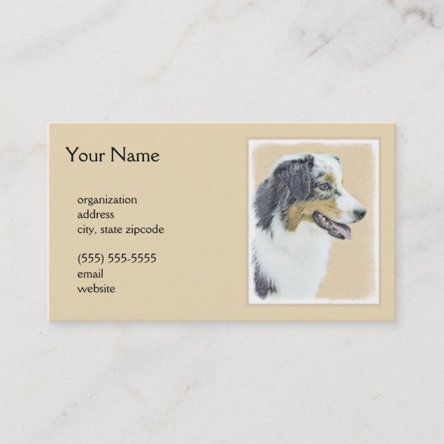 Australian Shepherd Painting - Original Dog Art Business Card (Front)