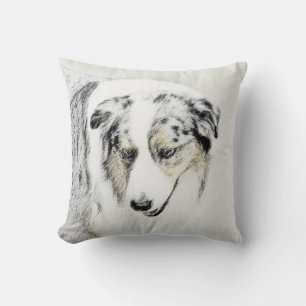 Australian Shepherd Painting - Original Dog Art Cushion