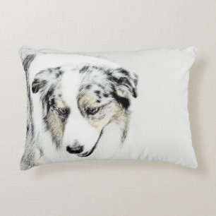 Australian Shepherd Painting - Original Dog Art Decorative Cushion