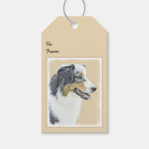 Australian Shepherd Painting - Original Dog Art Gift Tags