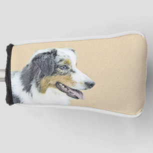 Australian Shepherd Painting - Original Dog Art Golf Head Cover